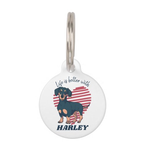 Personalized Cute Dachshund Dog Lover Custom Text Pet ID Tag