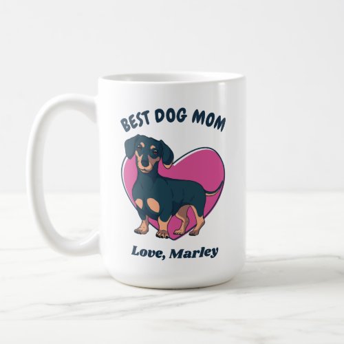 Personalized Cute Dachshund Dog Mom Custom Text Coffee Mug