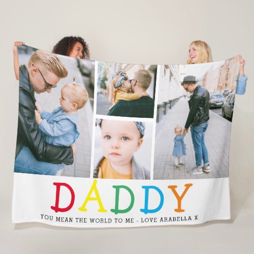 Personalized Cute Daddy Photo Collage Keepsake Fleece Blanket