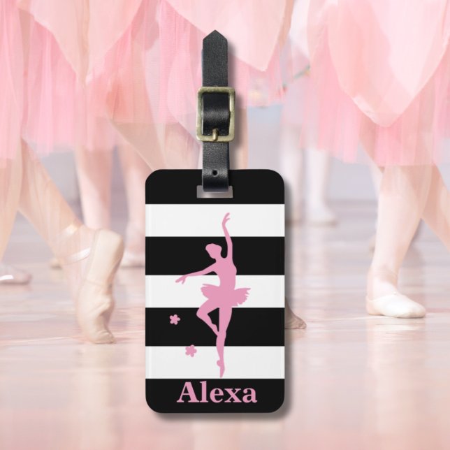 Personalized Cute Dancer pretty ballerina Luggage Tag (Personalised Cute pretty ballerina stripes Luggage Tag
)