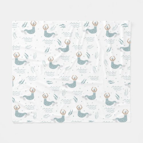 Personalized Cute Dancing Mermaid Illustration Sea Fleece Blanket