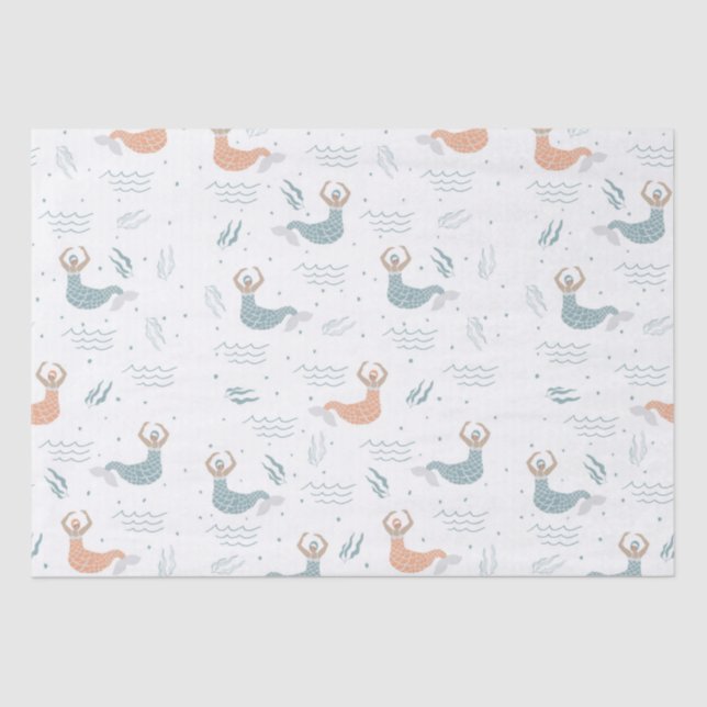 Personalized Cute Dancing Mermaid Illustration Sea Tissue Paper (Front)