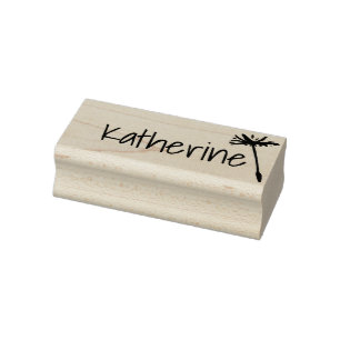 Personalized Cute Dandelion Seed Make a Wish Name Rubber Stamp