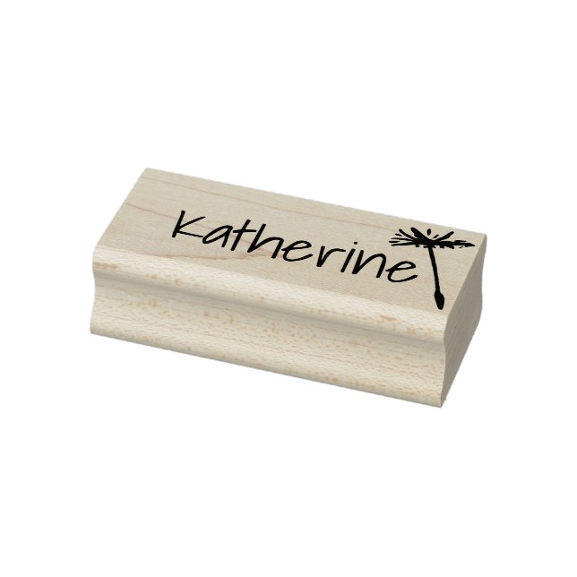 Personalized Cute Dandelion Seed Make a Wish Name  Rubber Stamp (Stamp)