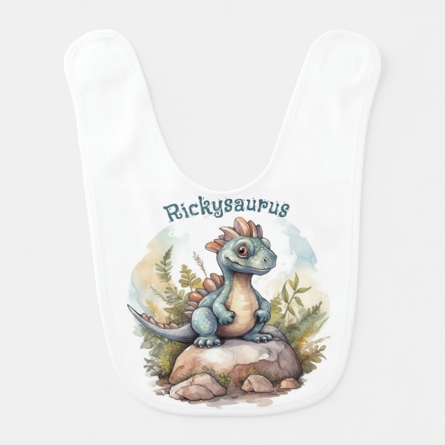 Personalized Cute Dinosaur Baby Bib (Front)