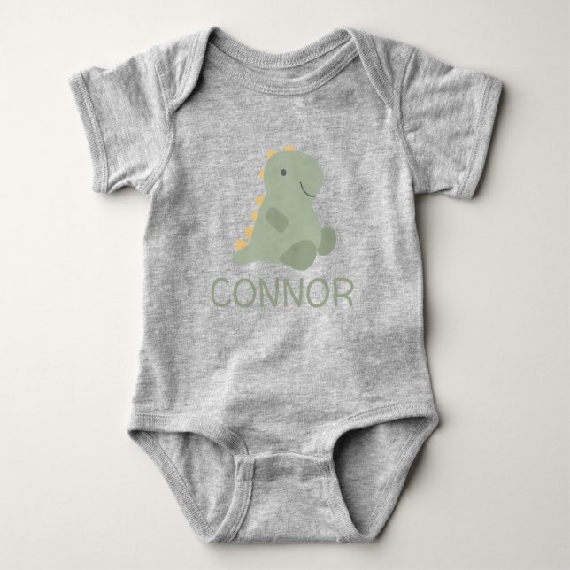 Personalized Cute Dinosaur Baby Bodysuit (Front)