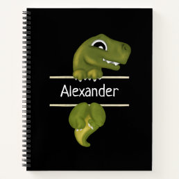 Personalized Cute Dinosaur Black Notebook