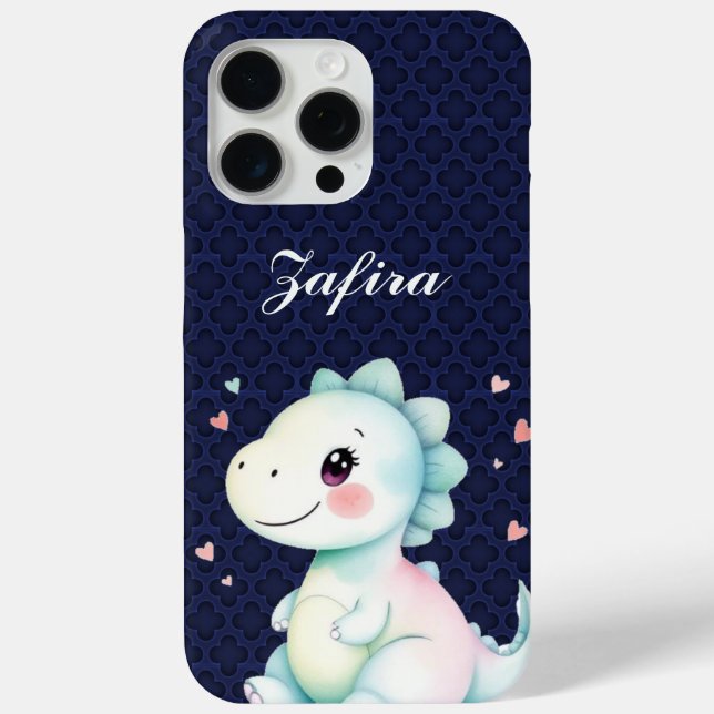 Personalized Cute Dinosaur iphone case 15 pro (Back)