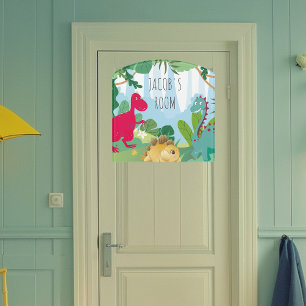 Personalized Cute Dinosaur Kids Name Boys Room Door Sign