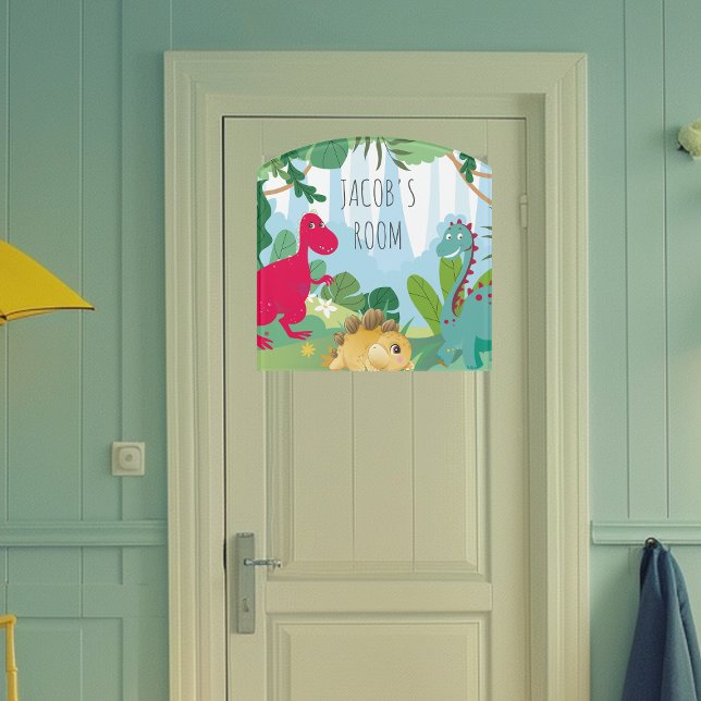 Personalized Cute Dinosaur Kids Name Boys Room Door Sign (Creator Uploaded)