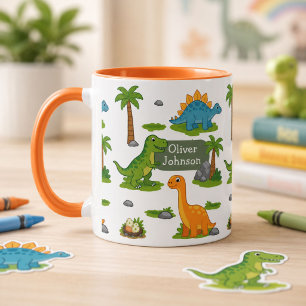 Personalized Cute Dinosaur Kids Name Mug