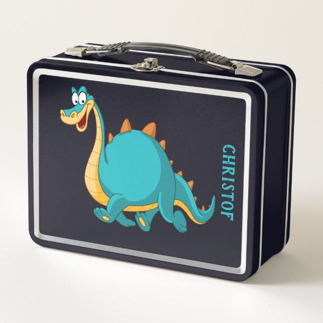 Personalized cute Dinosaur Metal Lunch Box (Front)
