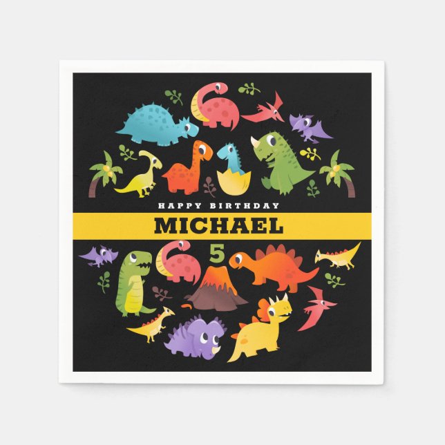 Personalized Cute Dinosaur Napkins (Front)