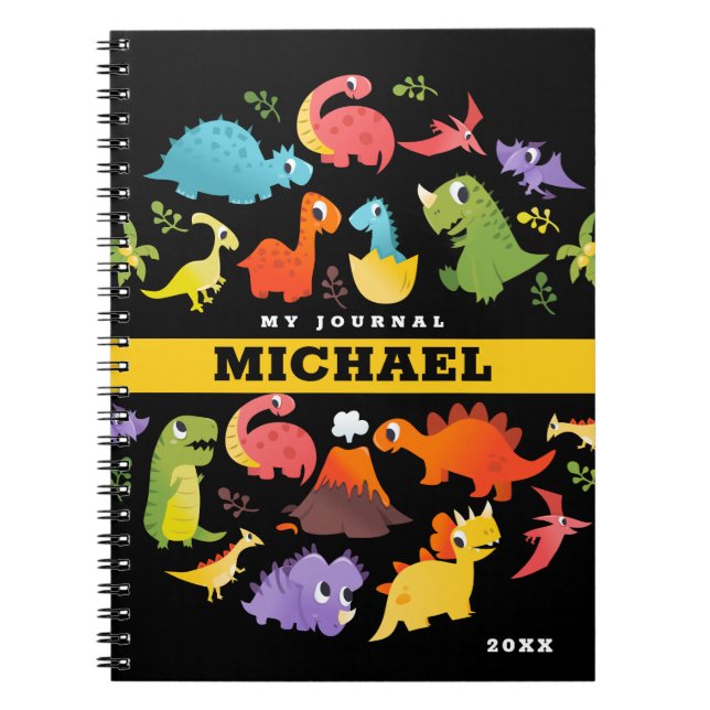 Personalized Cute Dinosaur Notebook (Front)