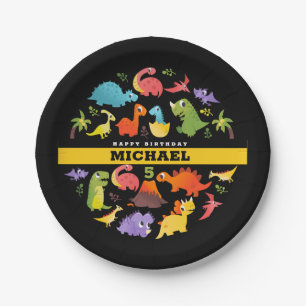 Personalized Cute Dinosaur Paper Plates