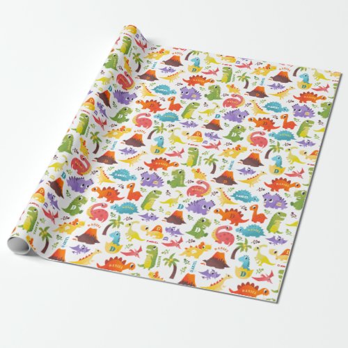 Personalized Cute Dinosaur wrapping paper