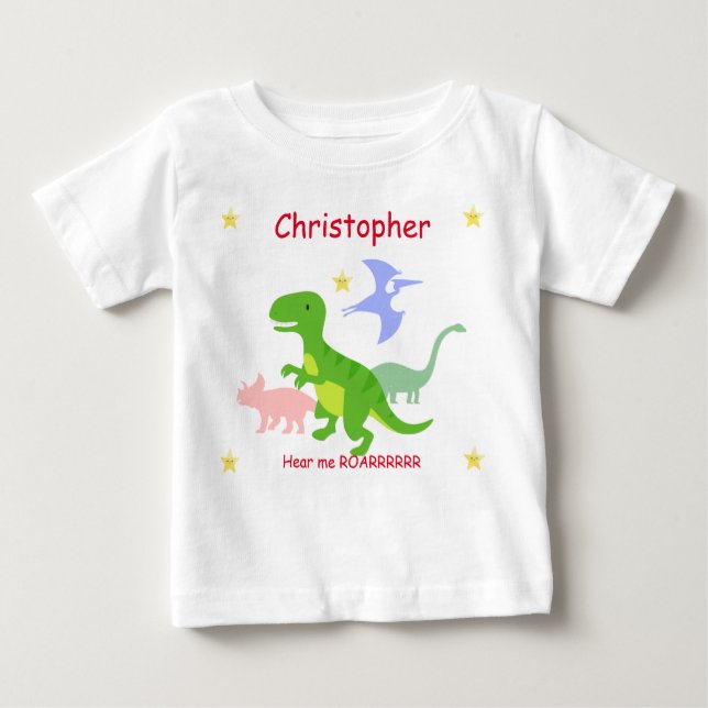 Personalized Cute Dinosaurs Baby T-Shirt (Front)