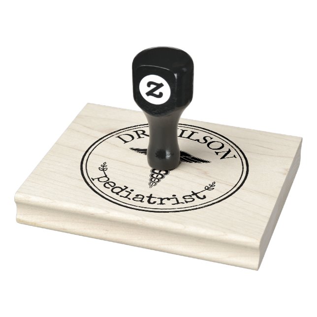 Personalized Cute Doctor Nurse Caduceus Rubber Stamp (Stamp)