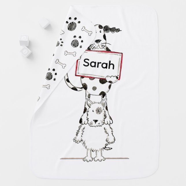 Personalized Cute Dog Acrobat  Baby Blanket (In Situ)