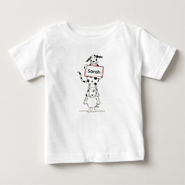 Personalized Cute Dog Acrobat  Baby T-Shirt (Front)
