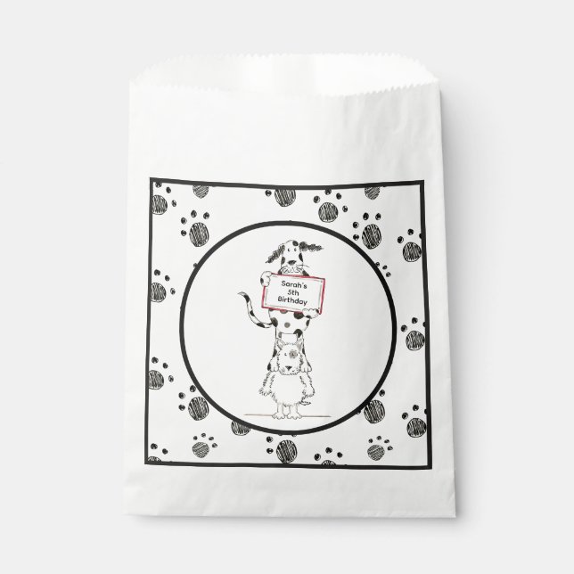 Personalized Cute Dog Acrobats Birthday Favor Bag (Front)