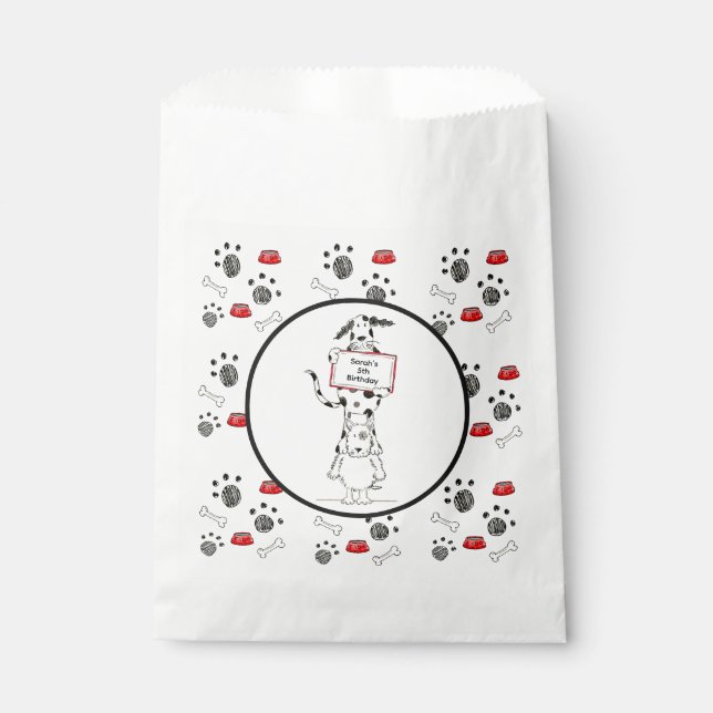 Personalized Cute Dog Acrobats Birthday Favor Bag (Front)