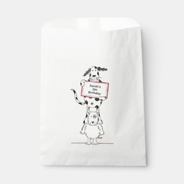 Personalized Cute Dog Acrobats Birthday Favor Bag (Front)