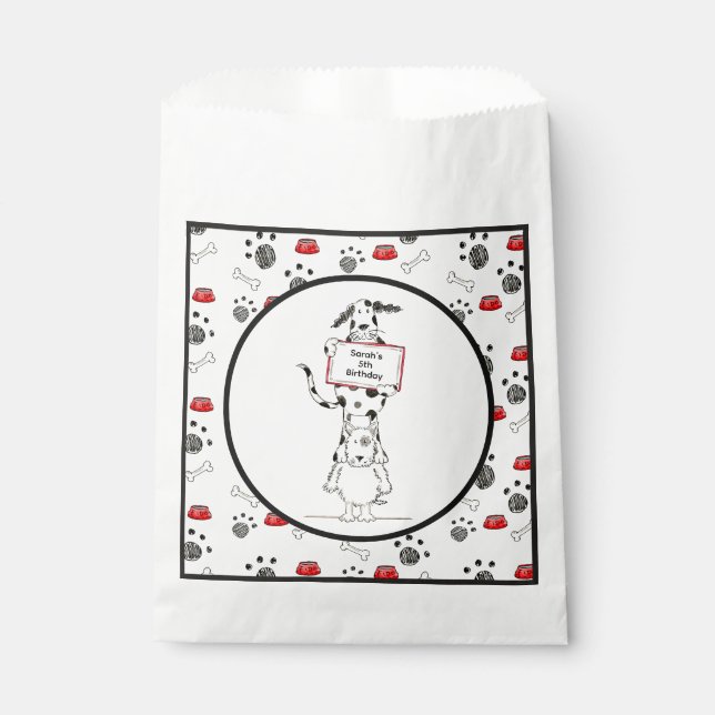 Personalized Cute Dog Acrobats Birthday Favor Bag (Front)