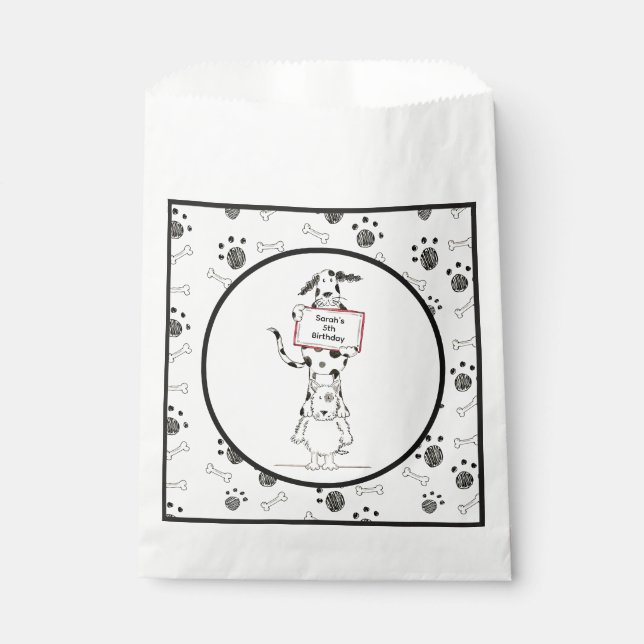 Personalized Cute Dog Acrobats Birthday Favor Bag (Front)