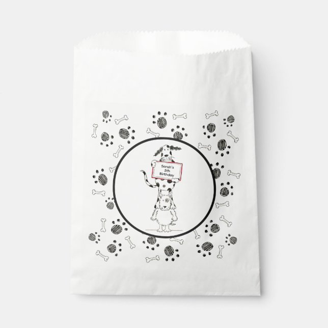 Personalized Cute Dog Acrobats Birthday Favor Bag (Front)