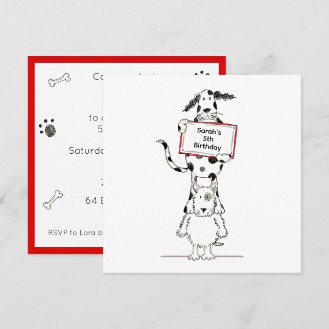 Personalized Cute Dog Acrobats Birthday Invitation (Front/Back)