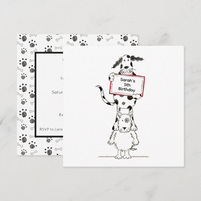 Personalized Cute Dog Acrobats Birthday Invitation (Front/Back)