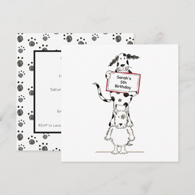 Personalized Cute Dog Acrobats Birthday Invitation (Front/Back)