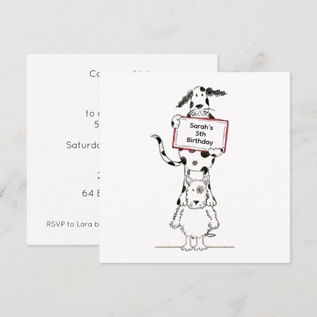 Personalized Cute Dog Acrobats Birthday Invitation (Front/Back)