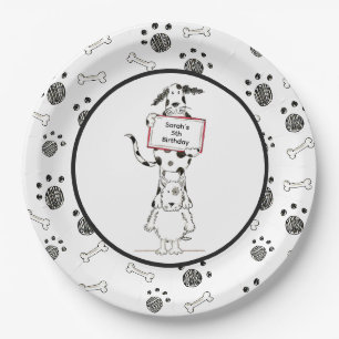 Personalized Cute Dog Acrobats Birthday Paper Plates