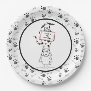 Personalized Cute Dog Acrobats Birthday Paper Plates