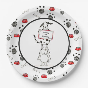 Personalized Cute Dog Acrobats Birthday Paper Plates