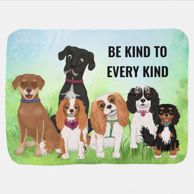 Personalized Cute Dog  Baby Blanket (Horizontal)