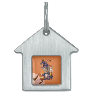 Personalized Cute Dog/Cat in Halloween costume Pet ID Tag