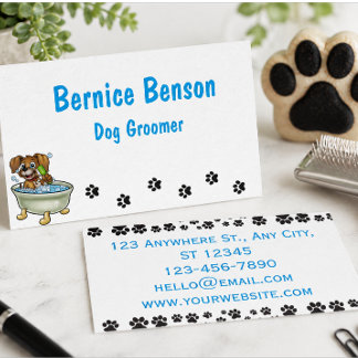 Personalized Cute Dog Groomer Pet Grooming Business Card
