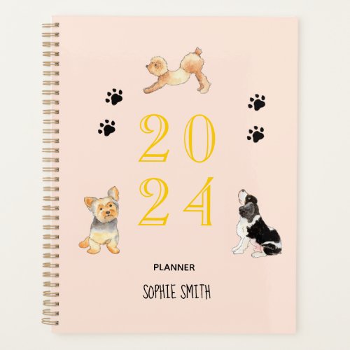 Personalized Cute Dog lovers 2024 Planner