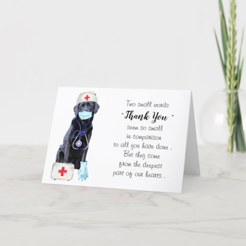 Personalized Cute Dog Medical Doctor Nurse Thank You Card