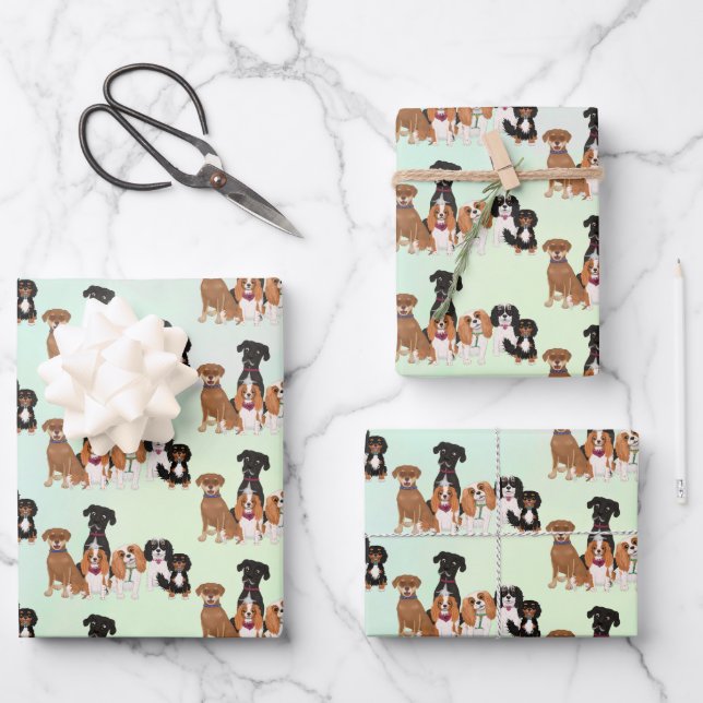 Personalized Cute Dog   Poster Wrapping Paper Sheets (Front)