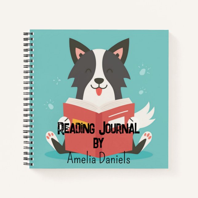 Personalized Cute Dog Reading Journal (Front)