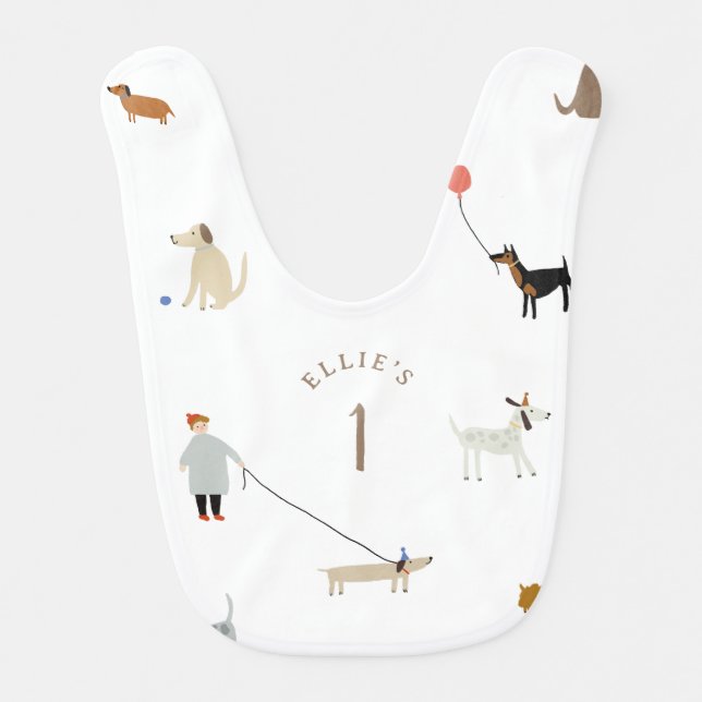 Personalized Cute Dog Themed Baby Bib (Front)