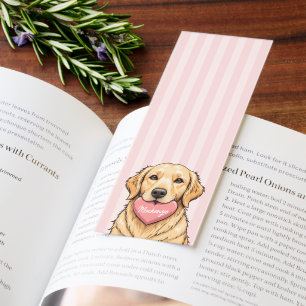 Personalized Cute Dog with Pink Heart Bookmarks