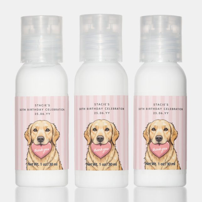 Personalized Cute Dog with Pink Heart Hand Lotion (Set)