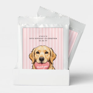 Personalized Cute Dog with Pink Heart Hot Chocolate Drink Mix