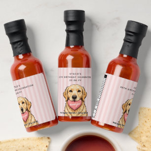 Personalized Cute Dog with Pink Heart Hot Sauces