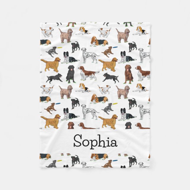 Personalized Cute Dogs Illustrations Pattern Fleec Fleece Blanket (Front)